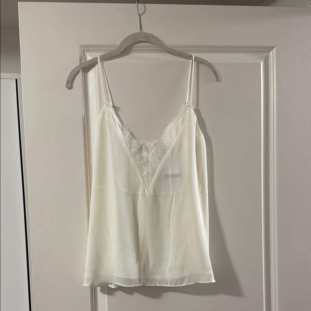 White Lace Trim Cami Top